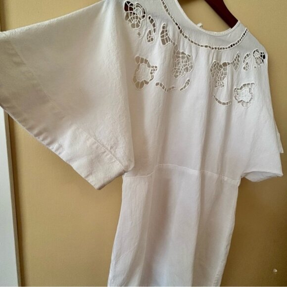H&M| Gorgeous White Linen-Blend Broderie Anglaise Summer Mini Dress Sz S - Picture 5 of 7